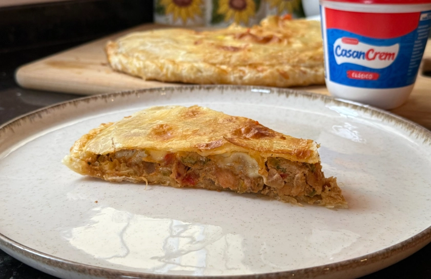 TARTA DE POLLO Y PUERROS
